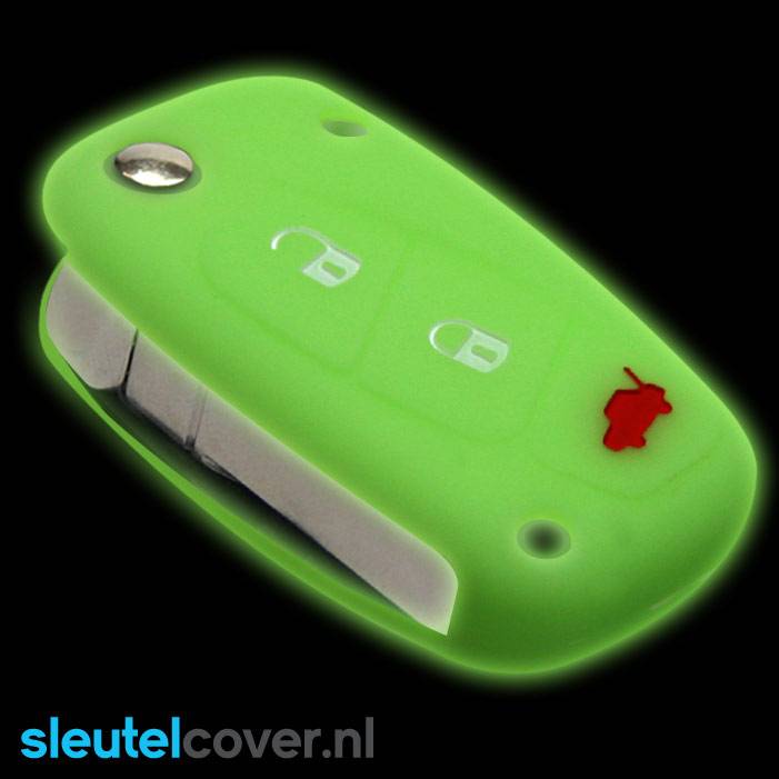 Autosleutel Hoesje geschikt voor Fiat - SleutelCover - Silicone Autosleutel Cover - Sleutelhoesje Glow in the dark / Lichtgevend