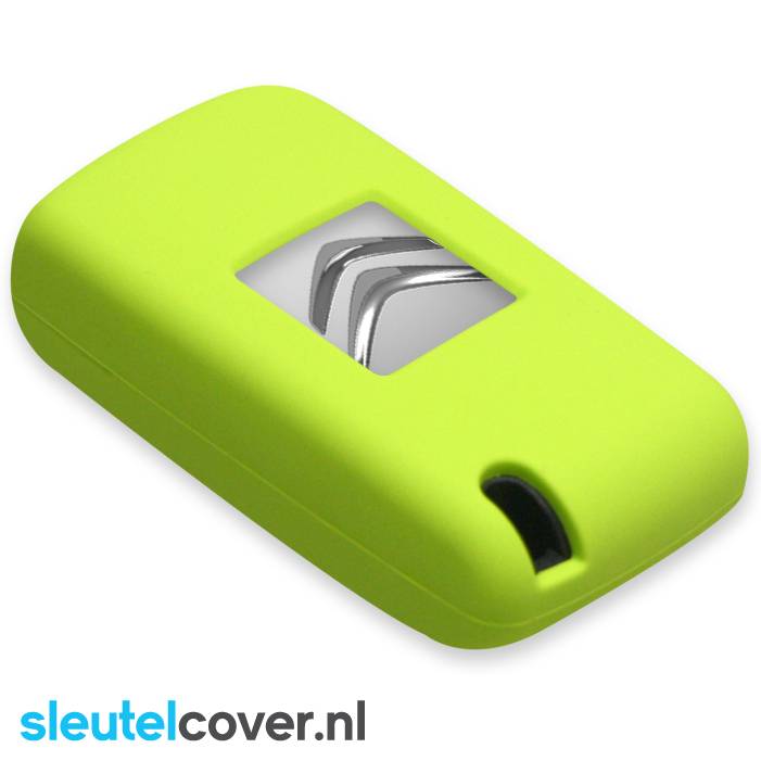 Autosleutel Hoesje geschikt voor Citroën - SleutelCover - Silicone Autosleutel Cover - Sleutelhoesje Lime groen