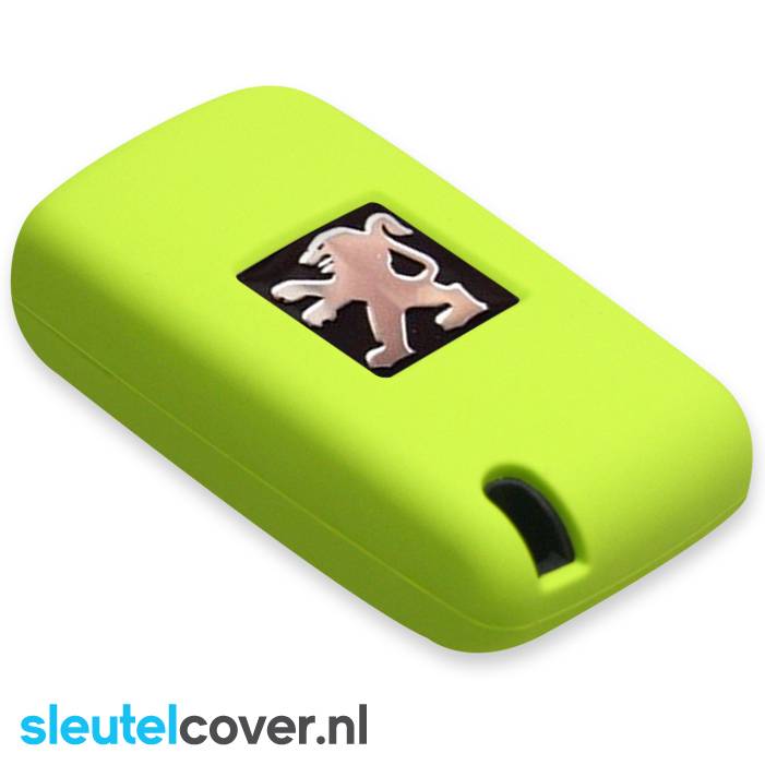 Autosleutel Hoesje geschikt voor Peugeot - SleutelCover - Silicone Autosleutel Cover - Sleutelhoesje Lime groen