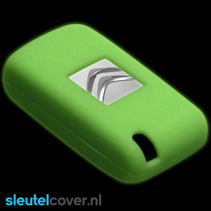 Autosleutel Hoesje geschikt voor Citroën - SleutelCover - Silicone Autosleutel Cover - Sleutelhoesje Glow in the dark / Lichtgevend