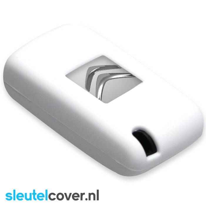 Autosleutel Hoesje geschikt voor Citroën - SleutelCover - Silicone Autosleutel Cover - Sleutelhoesje Wit