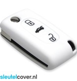 Autosleutel Hoesje geschikt voor Peugeot - SleutelCover - Silicone Autosleutel Cover - Sleutelhoesje Wit