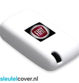 Autosleutel Hoesje geschikt voor Fiat - SleutelCover - Silicone Autosleutel Cover - Sleutelhoesje Wit