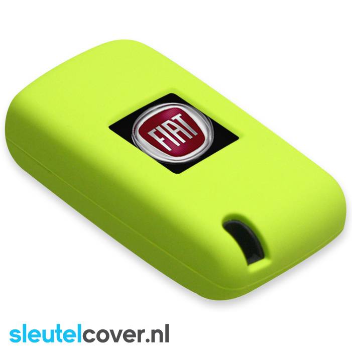 Autosleutel Hoesje geschikt voor Fiat - SleutelCover - Silicone Autosleutel Cover - Sleutelhoesje Lime groen