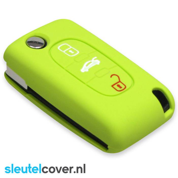 Autosleutel Hoesje geschikt voor Citroën - SleutelCover - Silicone Autosleutel Cover - Sleutelhoesje Lime groen
