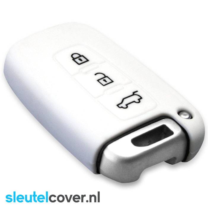 Autosleutel Hoesje geschikt voor Hyundai - SleutelCover - Silicone Autosleutel Cover - Sleutelhoesje Wit