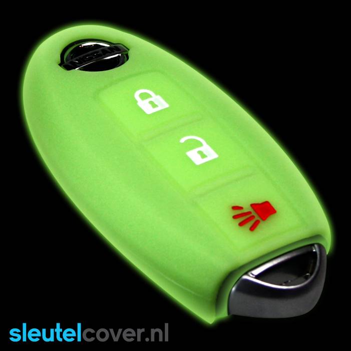 Autosleutel Hoesje geschikt voor Nissan - SleutelCover - Silicone Autosleutel Cover - Sleutelhoesje Glow in the dark / Lichtgevend