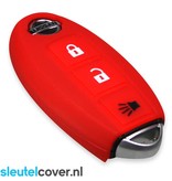 Autosleutel Hoesje geschikt voor Nissan - SleutelCover - Silicone Autosleutel Cover - Sleutelhoesje Rood