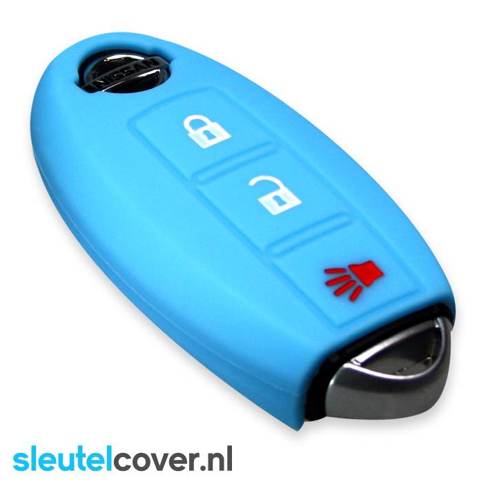 Autosleutel Hoesje geschikt voor Nissan - SleutelCover - Silicone Autosleutel Cover - Sleutelhoesje Lichtblauw