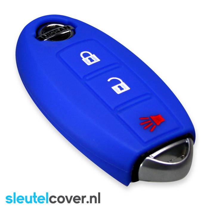 Autosleutel Hoesje geschikt voor Nissan - SleutelCover - Silicone Autosleutel Cover - Sleutelhoesje Blauw