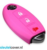 Autosleutel Hoesje geschikt voor Nissan - SleutelCover - Silicone Autosleutel Cover - Sleutelhoesje Roze