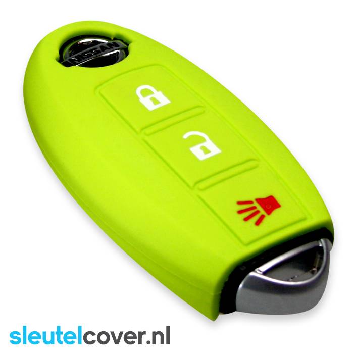 Autosleutel Hoesje geschikt voor Nissan - SleutelCover - Silicone Autosleutel Cover - Sleutelhoesje Lime groen