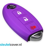 Autosleutel Hoesje geschikt voor Nissan - SleutelCover - Silicone Autosleutel Cover - Sleutelhoesje Paars