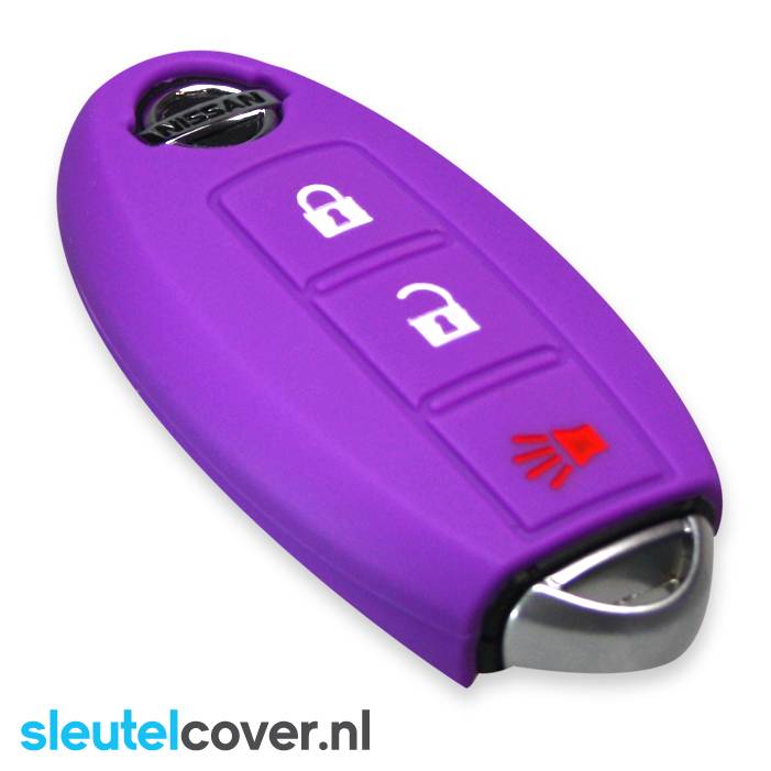 Autosleutel Hoesje geschikt voor Nissan - SleutelCover - Silicone Autosleutel Cover - Sleutelhoesje Paars