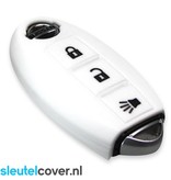 Autosleutel Hoesje geschikt voor Nissan - SleutelCover - Silicone Autosleutel Cover - Sleutelhoesje Wit