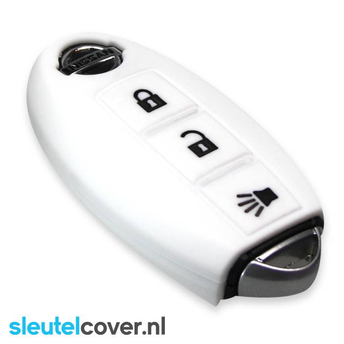 Autosleutel Hoesje geschikt voor Nissan - SleutelCover - Silicone Autosleutel Cover - Sleutelhoesje Wit