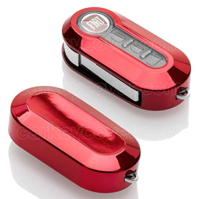 Autosleutel Hoesje geschikt voor Fiat - SleutelCover - TPU Autosleutel Cover - Sleutelhoesje Rood Hoogglans