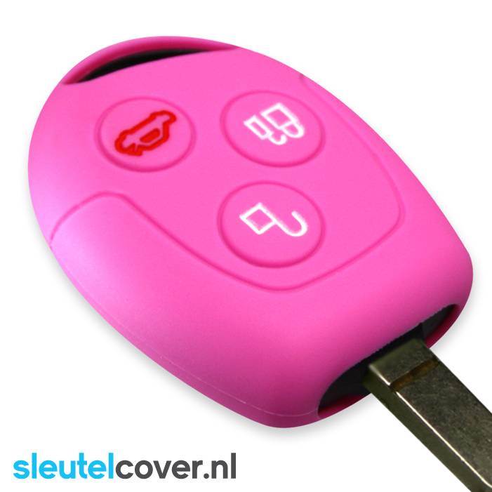 Autosleutel Hoesje geschikt voor Ford - SleutelCover - Silicone Autosleutel Cover - Sleutelhoesje Roze