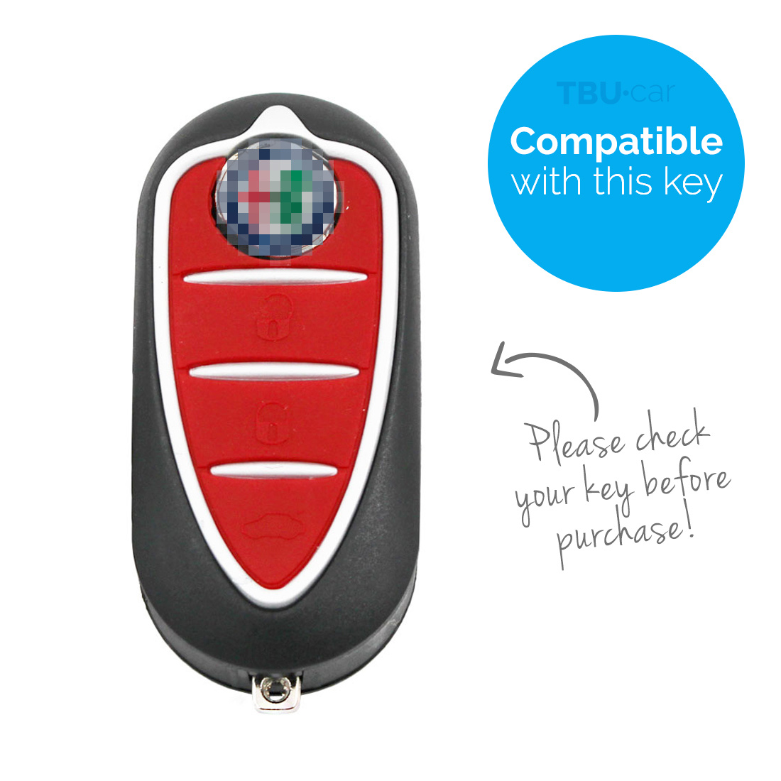 Autosleutel Hoesje geschikt voor Alfa Romeo - SleutelCover - Silicone Autosleutel Cover - Sleutelhoesje Zwart