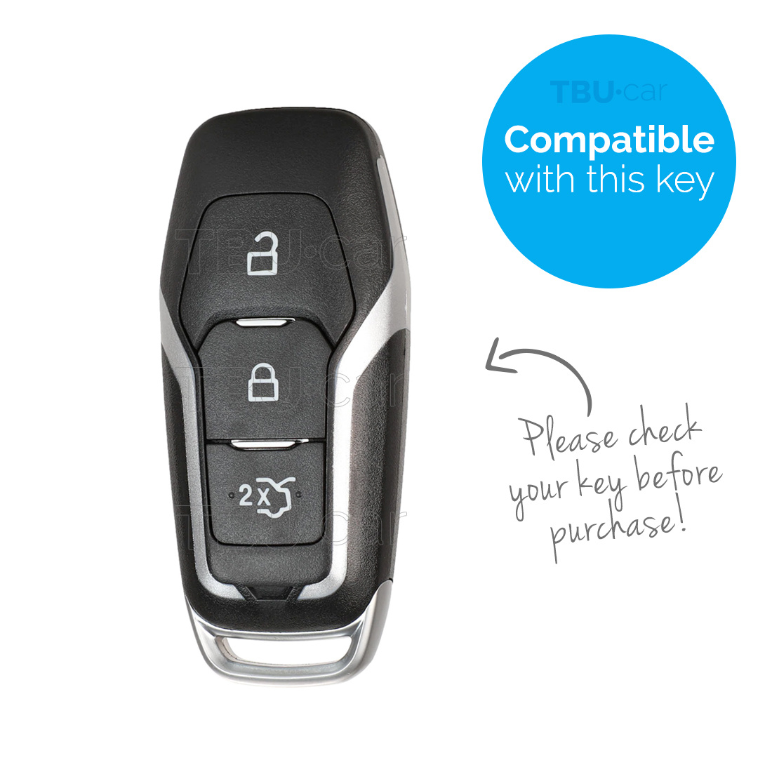 Autosleutel Hoesje geschikt voor Ford - SleutelCover - TPU Autosleutel Cover - Sleutelhoesje Chrome / Hoogglans Zilver