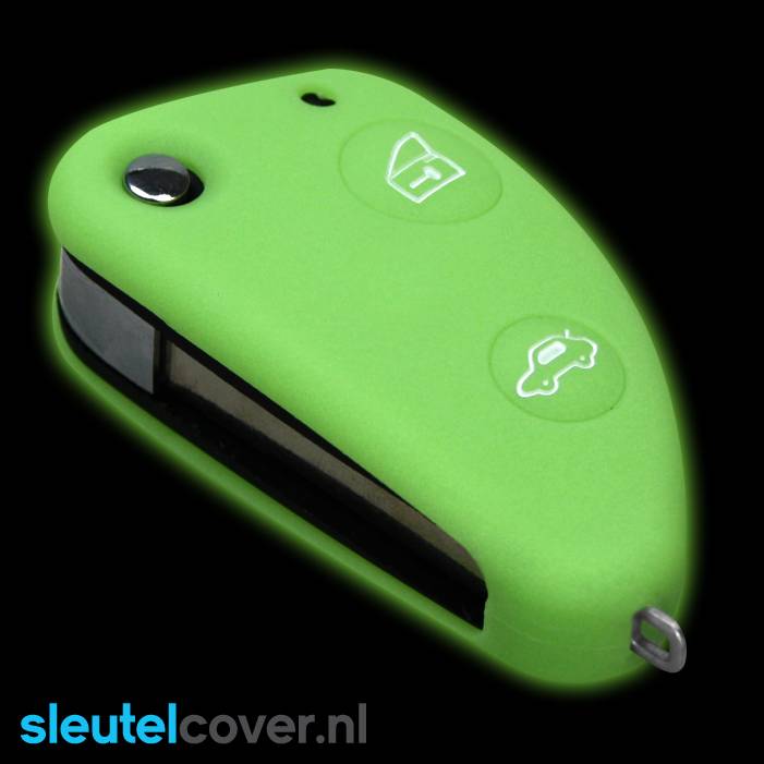 Autosleutel Hoesje geschikt voor Alfa Romeo - SleutelCover - Silicone Autosleutel Cover - Sleutelhoesje Glow in the dark / Lichtgevend