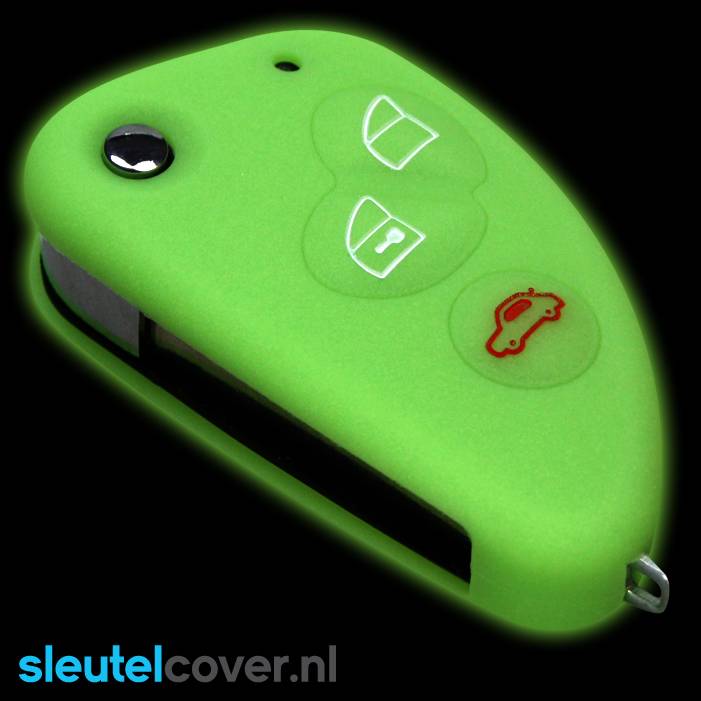 Autosleutel Hoesje geschikt voor Alfa Romeo - SleutelCover - Silicone Autosleutel Cover - Sleutelhoesje Glow in the dark / Lichtgevend