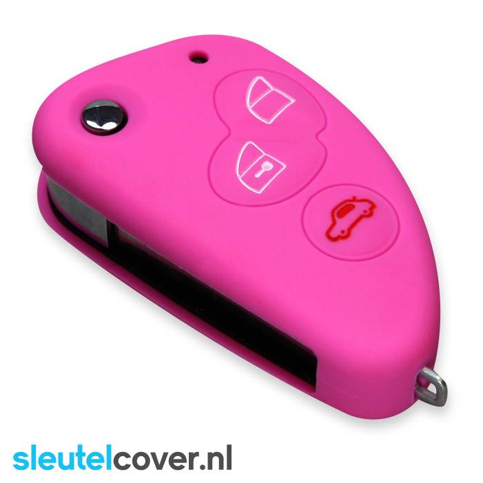 Autosleutel Hoesje geschikt voor Alfa Romeo - SleutelCover - Silicone Autosleutel Cover - Sleutelhoesje Roze