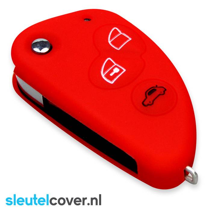 Autosleutel Hoesje geschikt voor Alfa Romeo - SleutelCover - Silicone Autosleutel Cover - Sleutelhoesje Rood