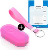 Autosleutel Hoesje geschikt voor Fiat - SleutelCover - Silicone Autosleutel Cover - Sleutelhoesje Roze