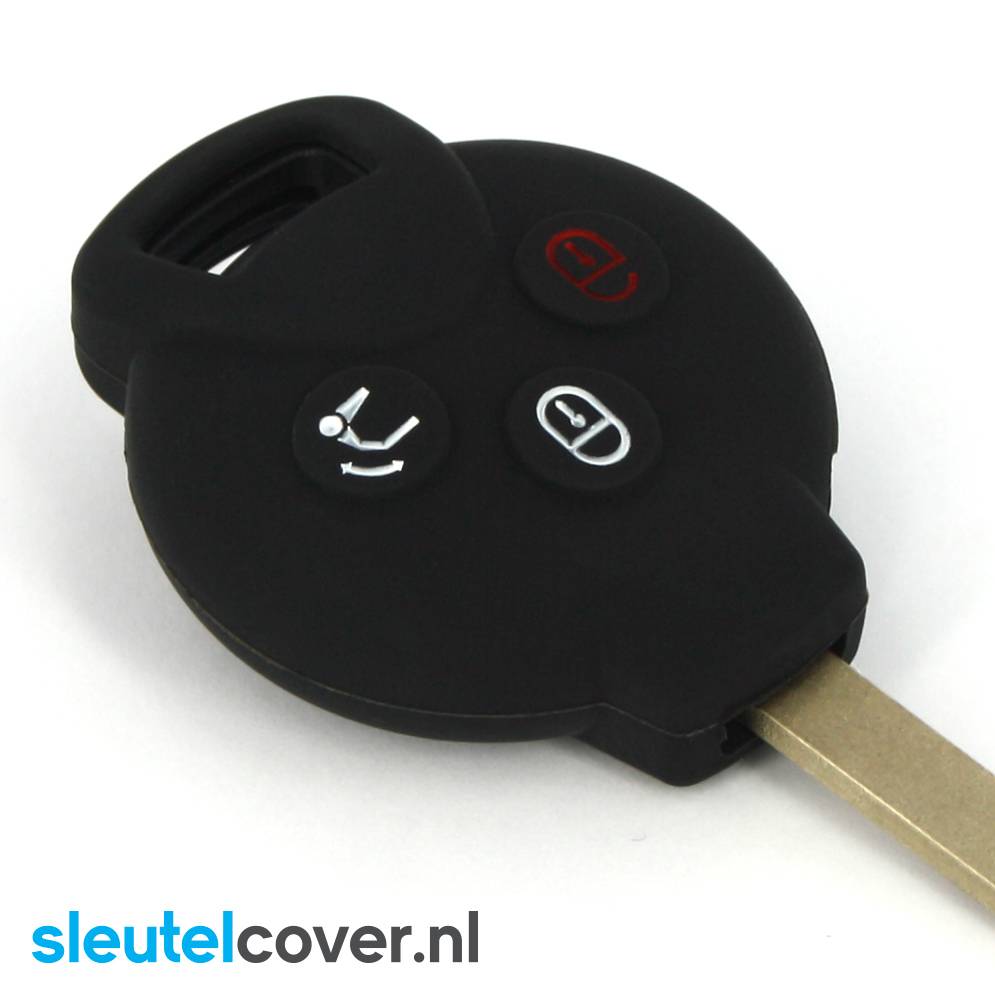 Autosleutel Hoesje geschikt voor Smart - SleutelCover - Silicone Autosleutel Cover - Sleutelhoesje Zwart