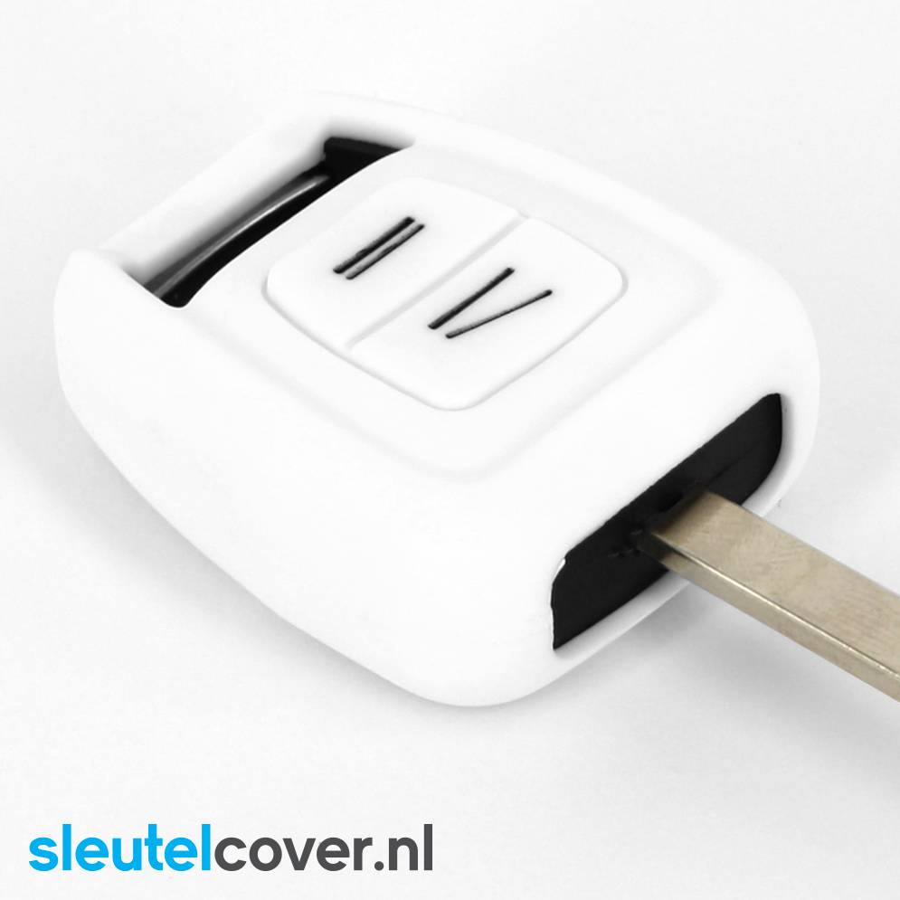 Autosleutel Hoesje geschikt voor Opel - SleutelCover - Silicone Autosleutel Cover - Sleutelhoesje Wit