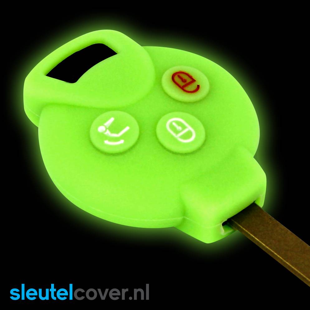 Autosleutel Hoesje geschikt voor Smart - SleutelCover - Silicone Autosleutel Cover - Sleutelhoesje Glow in the dark / Lichtgevend