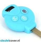 Autosleutel Hoesje geschikt voor Smart - SleutelCover - Silicone Autosleutel Cover - Sleutelhoesje Lichtblauw