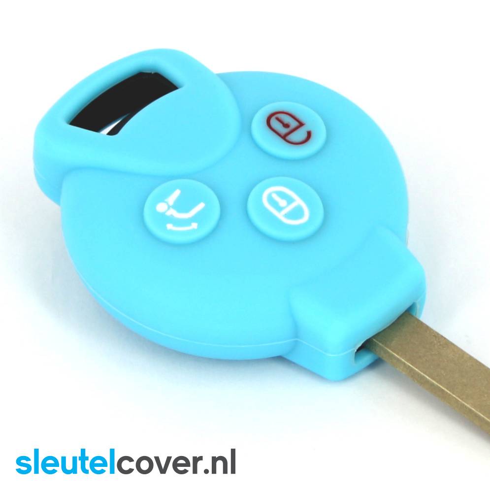 Autosleutel Hoesje geschikt voor Smart - SleutelCover - Silicone Autosleutel Cover - Sleutelhoesje Lichtblauw