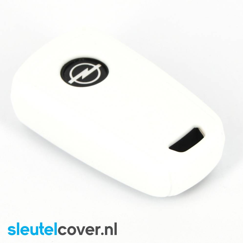 Autosleutel Hoesje geschikt voor Opel - SleutelCover - Silicone Autosleutel Cover - Sleutelhoesje Wit