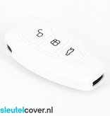 Autosleutel Hoesje geschikt voor Ford - SleutelCover - Silicone Autosleutel Cover - Sleutelhoesje Wit