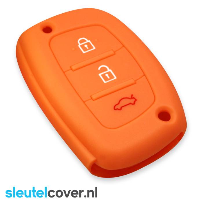 Autosleutel Hoesje geschikt voor Hyundai - SleutelCover - Silicone Autosleutel Cover - Sleutelhoesje Oranje