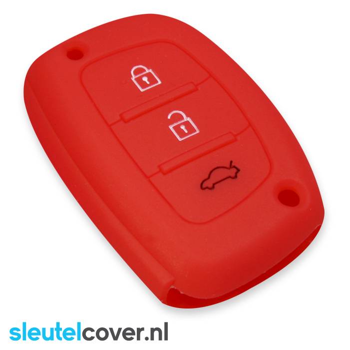 Autosleutel Hoesje geschikt voor Hyundai - SleutelCover - Silicone Autosleutel Cover - Sleutelhoesje Rood