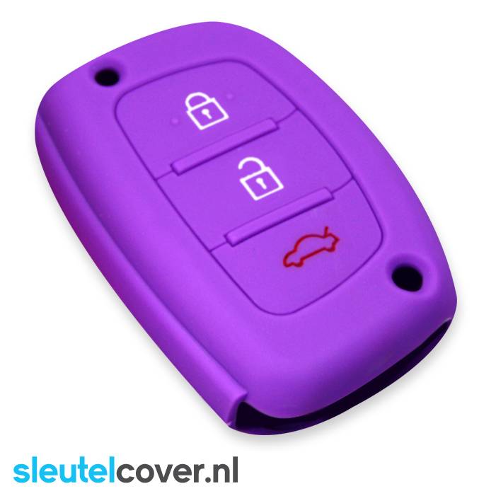 Autosleutel Hoesje geschikt voor Hyundai - SleutelCover - Silicone Autosleutel Cover - Sleutelhoesje Paars