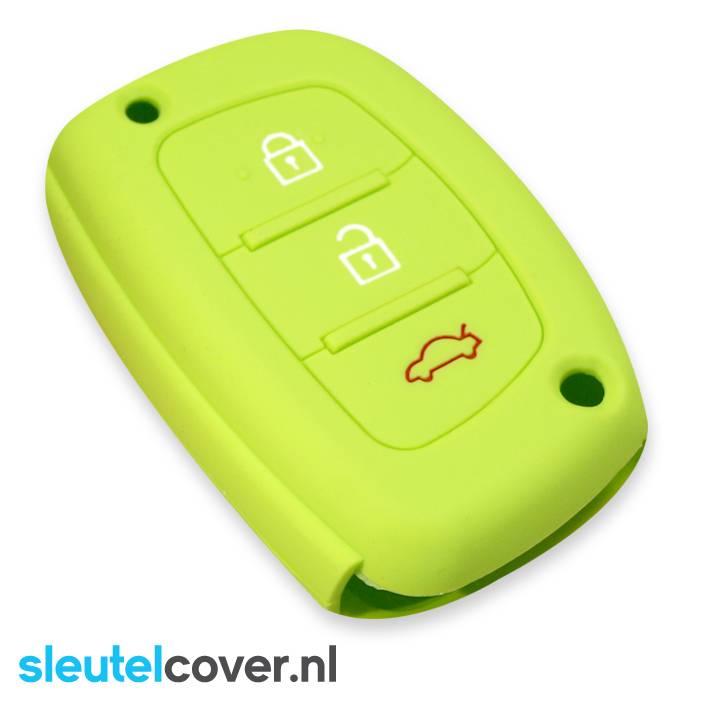 Autosleutel Hoesje geschikt voor Hyundai - SleutelCover - Silicone Autosleutel Cover - Sleutelhoesje Lime groen