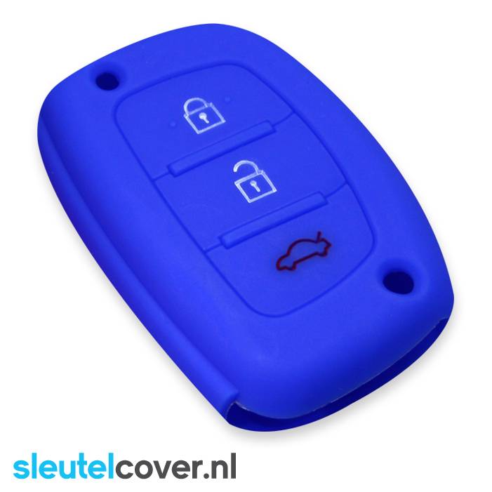 Autosleutel Hoesje geschikt voor Hyundai - SleutelCover - Silicone Autosleutel Cover - Sleutelhoesje Blauw