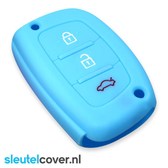 Autosleutel Hoesje geschikt voor Hyundai - SleutelCover - Silicone Autosleutel Cover - Sleutelhoesje Lichtblauw