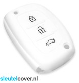 Autosleutel Hoesje geschikt voor Hyundai - SleutelCover - Silicone Autosleutel Cover - Sleutelhoesje Wit