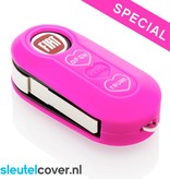 Autosleutel Hoesje geschikt voor Fiat - SleutelCover - Silicone Autosleutel Cover - Sleutelhoesje Fel / Fluor / Neon Roze