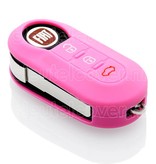 Autosleutel Hoesje geschikt voor Fiat - SleutelCover - Silicone Autosleutel Cover - Sleutelhoesje Roze