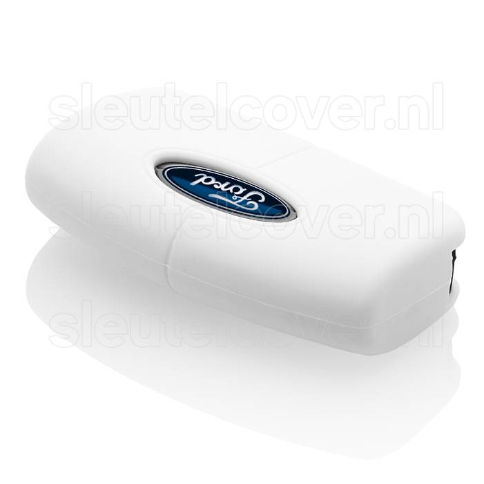 Autosleutel Hoesje geschikt voor Ford - SleutelCover - Silicone Autosleutel Cover - Sleutelhoesje Wit