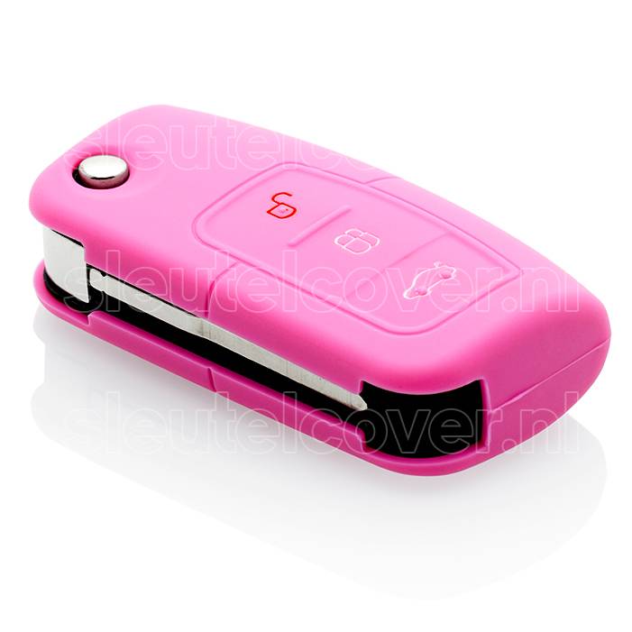 Autosleutel Hoesje geschikt voor Ford - SleutelCover - Silicone Autosleutel Cover - Sleutelhoesje Roze