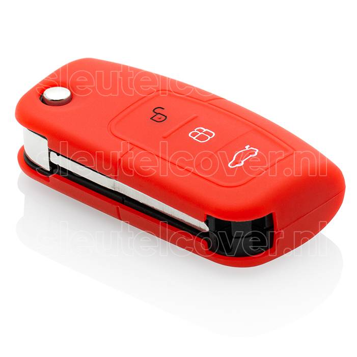 Autosleutel Hoesje geschikt voor Ford - SleutelCover - Silicone Autosleutel Cover - Sleutelhoesje Rood