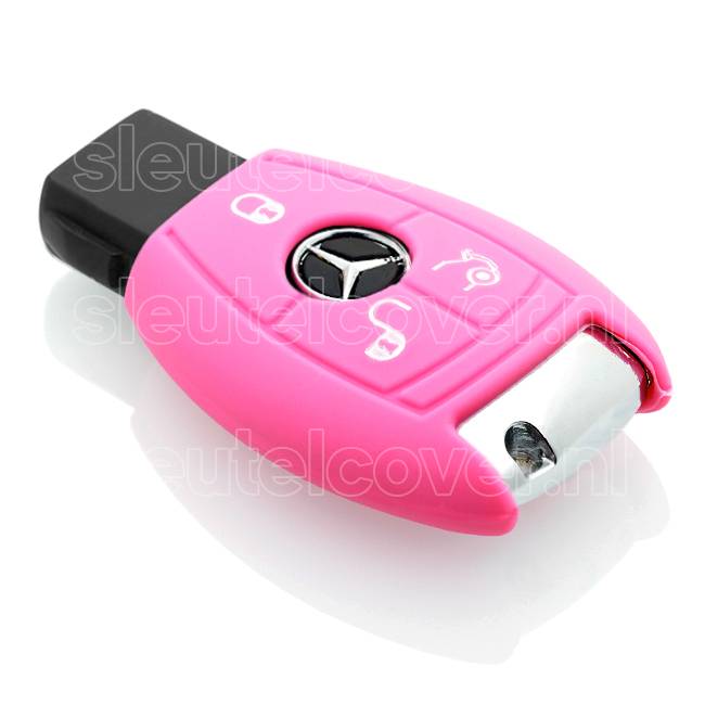 Autosleutel Hoesje geschikt voor Mercedes - SleutelCover - Silicone Autosleutel Cover - Sleutelhoesje Roze