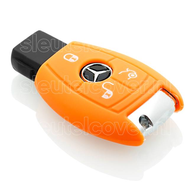 Autosleutel Hoesje geschikt voor Mercedes - SleutelCover - Silicone Autosleutel Cover - Sleutelhoesje Oranje